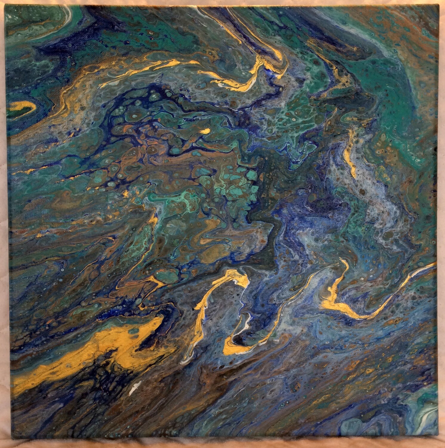 &quot;Gold River&quot; Original Artwork on 12&quot; x 12&quot; canvas