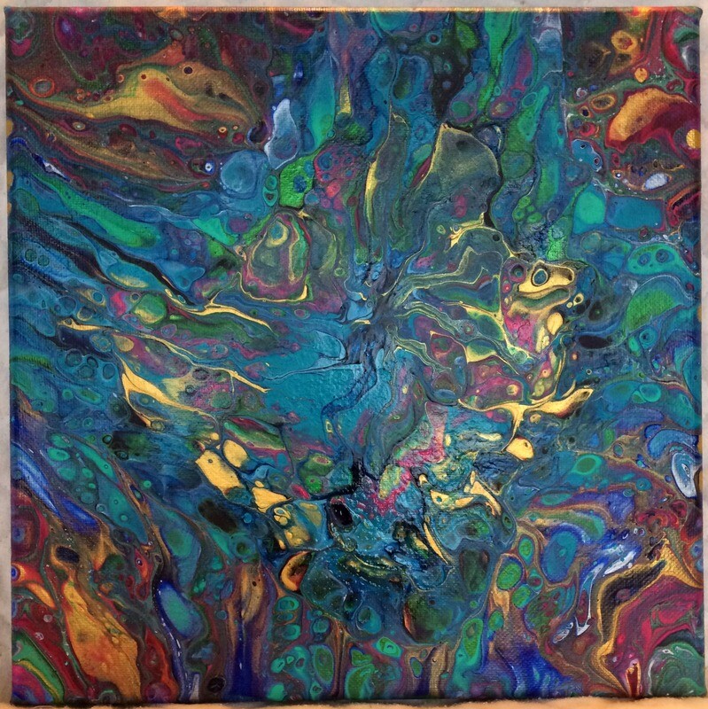 &quot;Golden Gecko&quot; Original Abstract on 8&quot; x 8&quot; canvas