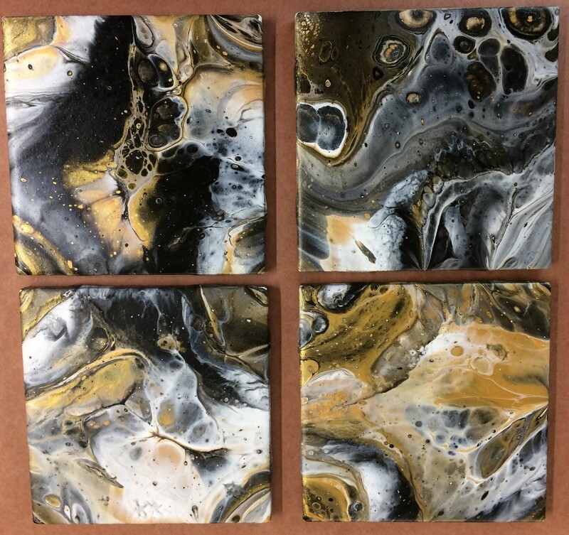 Hand Painted Ceramic Tile Coasters