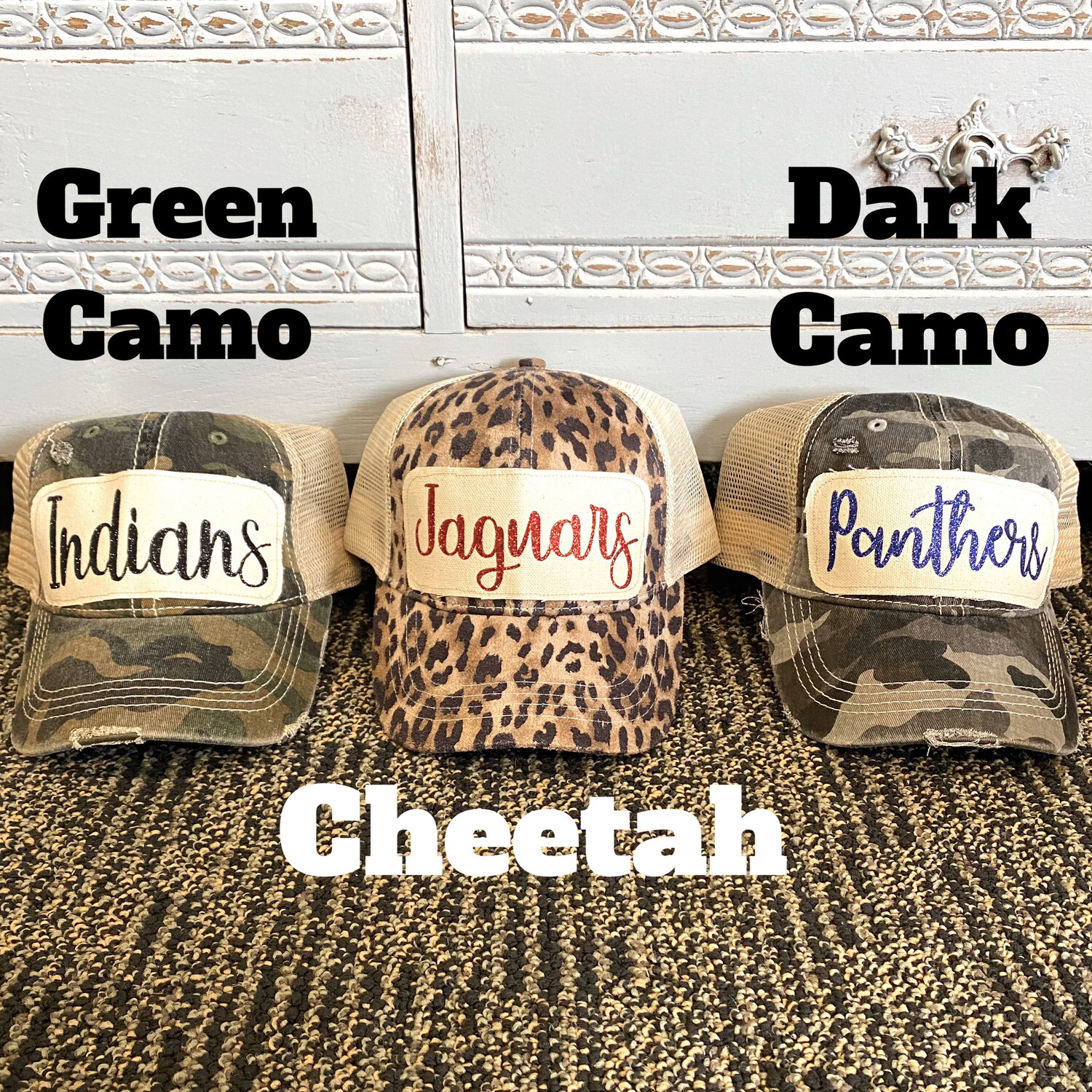 Cheetah/Camo Custom Hats