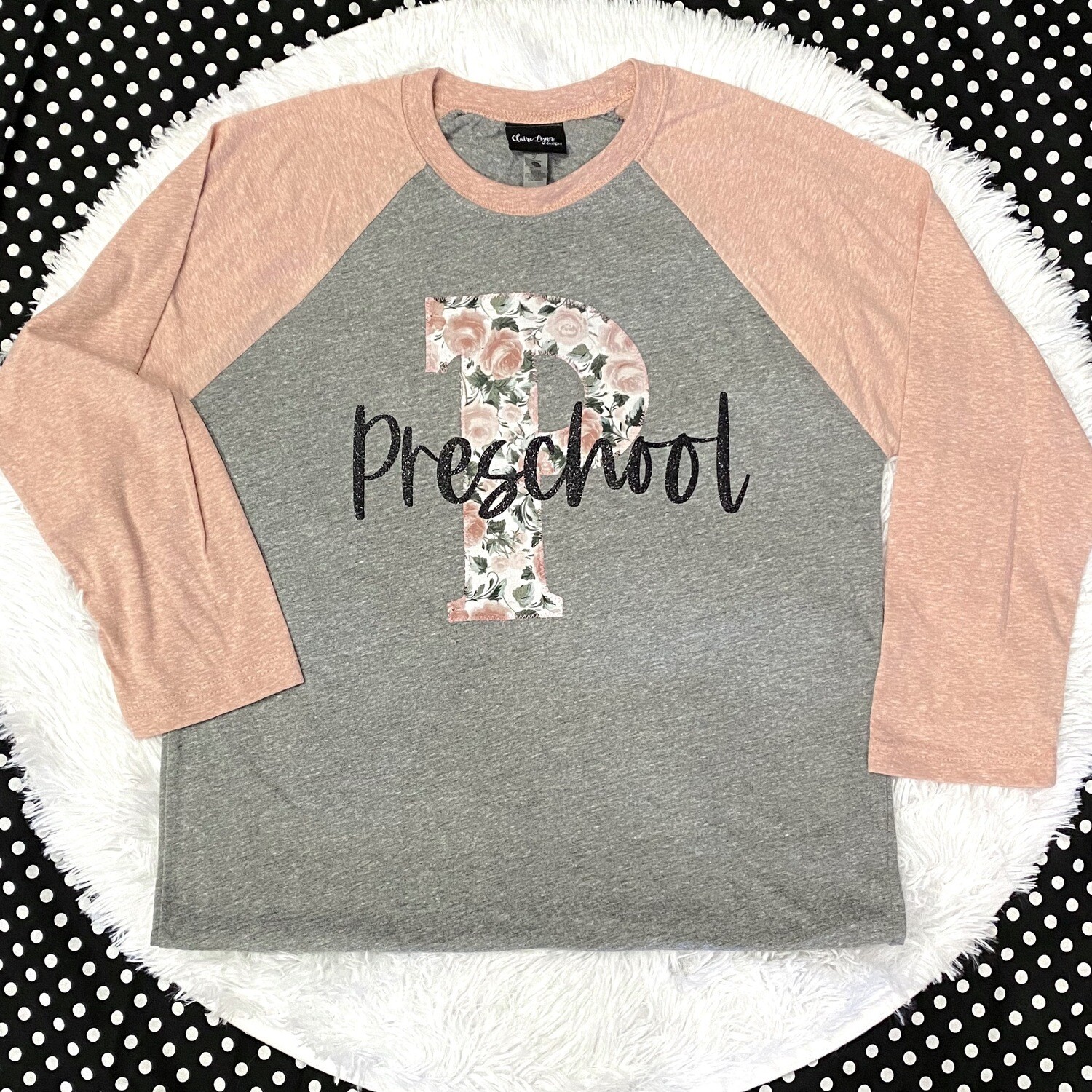 Floral Letter Pink Raglan Floral Letter Pink Raglan