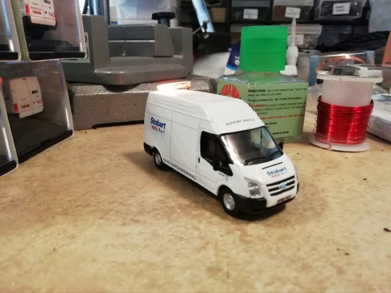 76FT010 - Ford Transit LWB High Roof Stobart with Leigh Models and Hobbies Light Bar