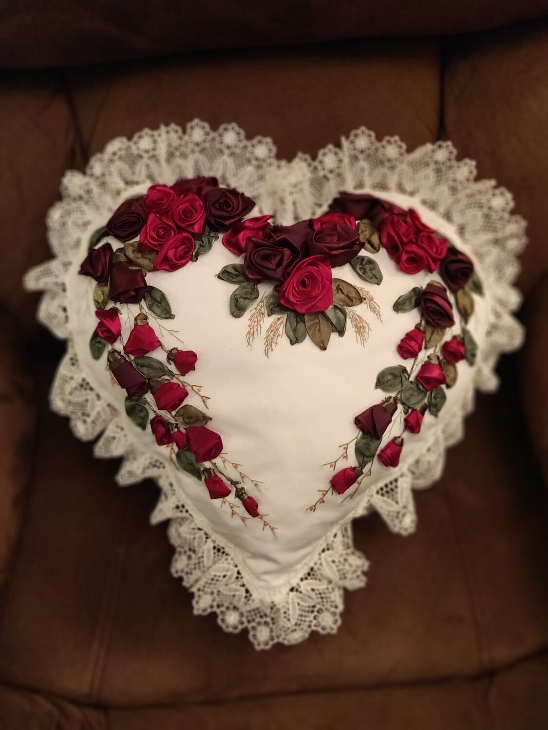 Love Pillow - White and Maroon