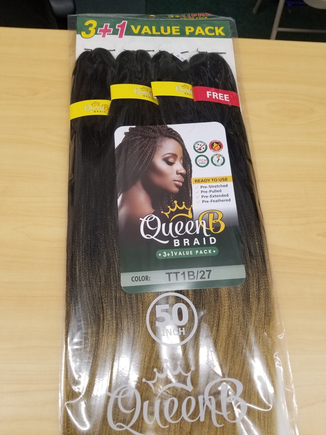 3+1 Value Pack Queen B Braid 50 Inch 100% K- Lon Anti Bacterial Non Flammable