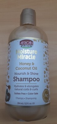 African Pride Moisture Miracle Honey & Coconut Nourish& Shine Shampoo 12 Oz.