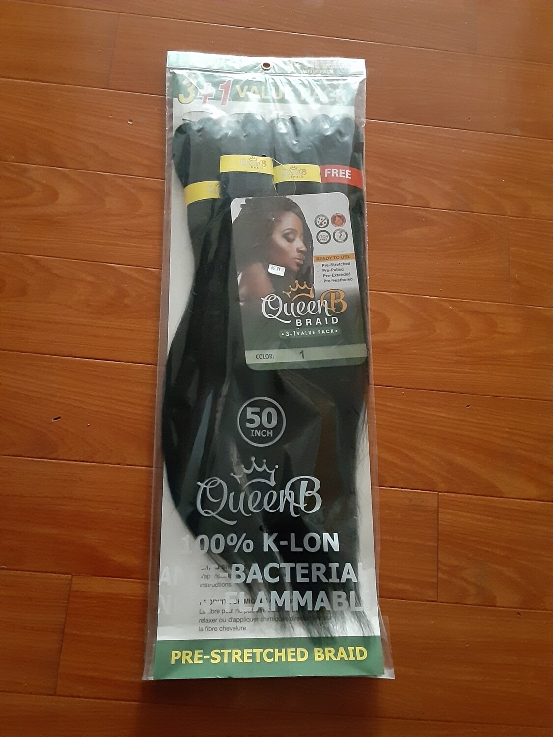 3 + 1 value pack queen bee color 150 in Pre stretched 100% Kaline antibacterial non-flammable pre-stretched braid