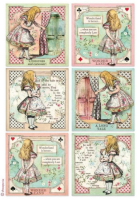 STAMPERIA A4 DECOUPAGE RICE PAPER ALICE CARDS