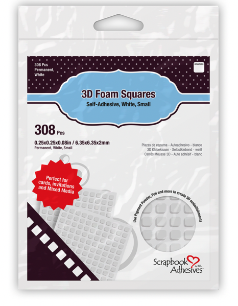 SA 3D FOAM SQUARES .25 X .25 X .08 IN WHITE
