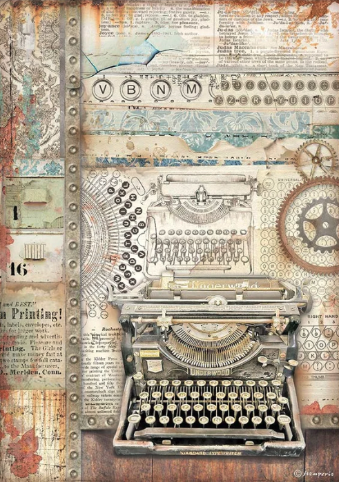 STAMPERIA DECOUPAGE RICE PAPER- LADY VAGA LIFESTYLE TYPEWRITER
