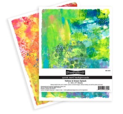 STAMPENDOUS QUICK CARD BACKGROUNDS- YELLOW & GREEN SPLASH