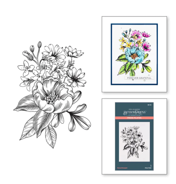 SB BETTERPRESS PRESS PLATES- PRESSED BOUQUET
