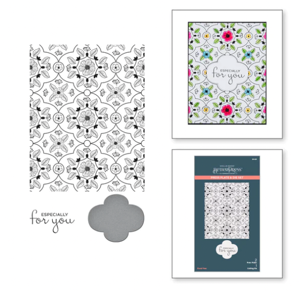 SB BETTERPRESS PRESS PLATE AND DIE SET-FLORAL VIEW