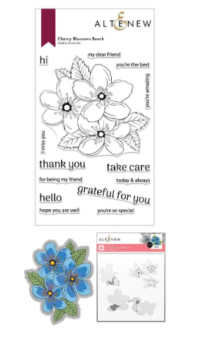 ALT STAMP, DIE AND STENCIL BUNDLE- CHERRY BLOSSOMS BUNCH