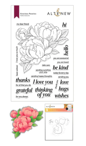 ALT STAMP, DIE, STENCIL BUNDLE- GRACIOUS PEONIES