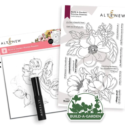 ALT STAMP AND STENCIL BUNDLE: BUILD-A-GARDEN: PRISTINE PEONIES