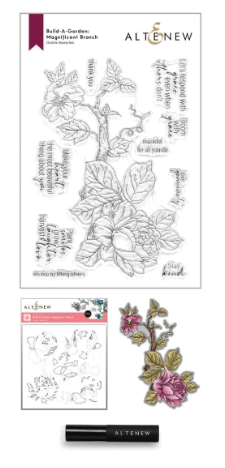 ALT STAMP, DIE, STENCIL BUNDLE: BUILD-A-GARDEN: MAGNIFICENT BRANCH