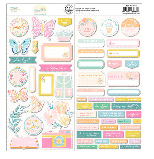 PFS EMBELLISHMENTS - HAPPY HEART CARDSTOCK STICKERS 59 PCS