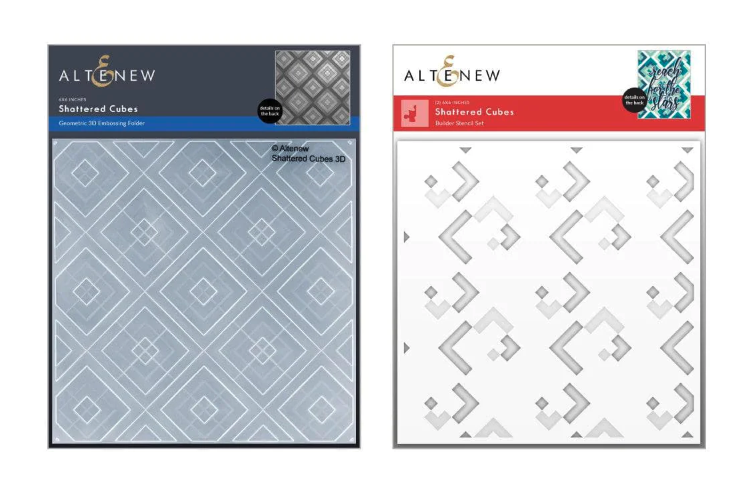 ALT 3D EMBOSSING FOLDER AND STENCIL BUNDLE- SHATTERED CUBES 3D