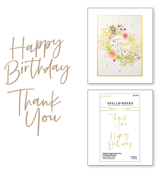 SB WORDS HOT FOIL- STYLISH SCRIPT THANK YOU &amp; HAPPY BIRTHDAY