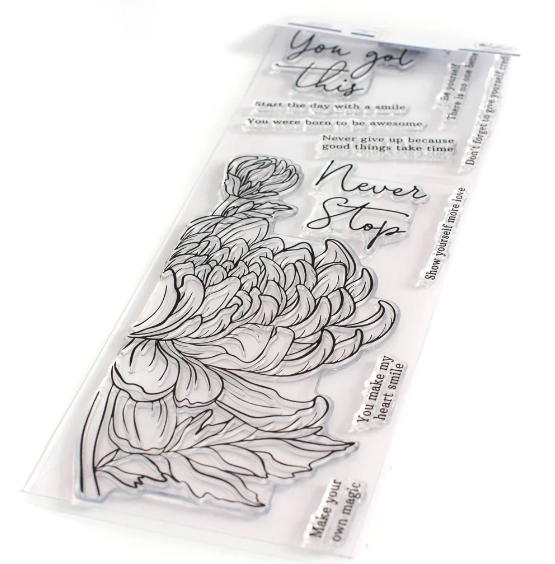 PF STAMP, DIE, AND STENCIL BUNDLE- CHRYSANTHEMUM SLIMLINE