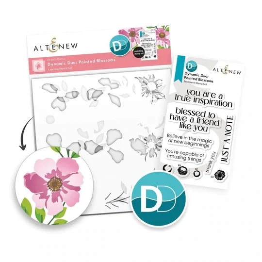 ALT STAMP AND STENCIL BUNDLE- DYNAMIC DUO: PAINTED BLOSSOMS