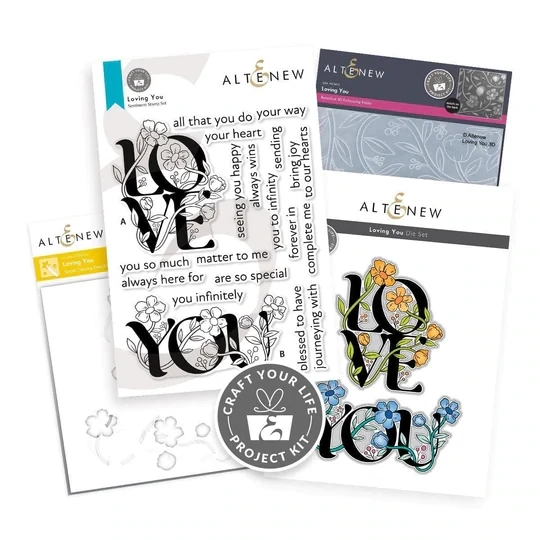 ALT PROJECT KIT STAMP, DIE, STENCIL AND EMBOSSING FOLDER- LOVING YOU