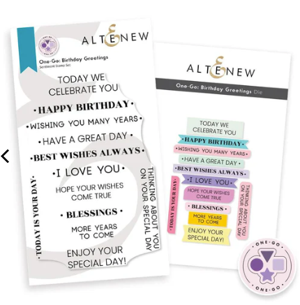ALT STAMP AND DIE SET- ONE-GO: BIRTHDAY GREETINGS