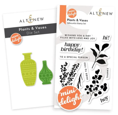 ALT  MINI DELIGHT STAMP AND DIE SET- PLANTS &amp; VASES