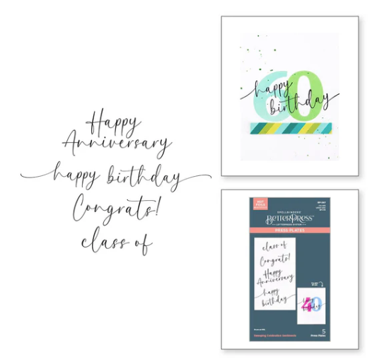 SB BETTERPRESS PRESS PLATES- SWEEPING CELEBRATION SENTIMENTS