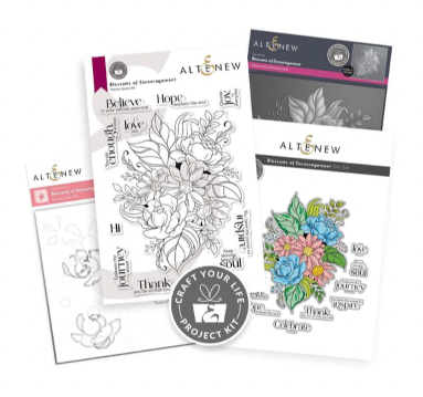 ALT CRAFT YOUR LIFE PROJECT KIT STAMP, DIE, STENCIL AND EMBOSSING FOLDER- BLOSSOMS OF ENCOURAGEMENT