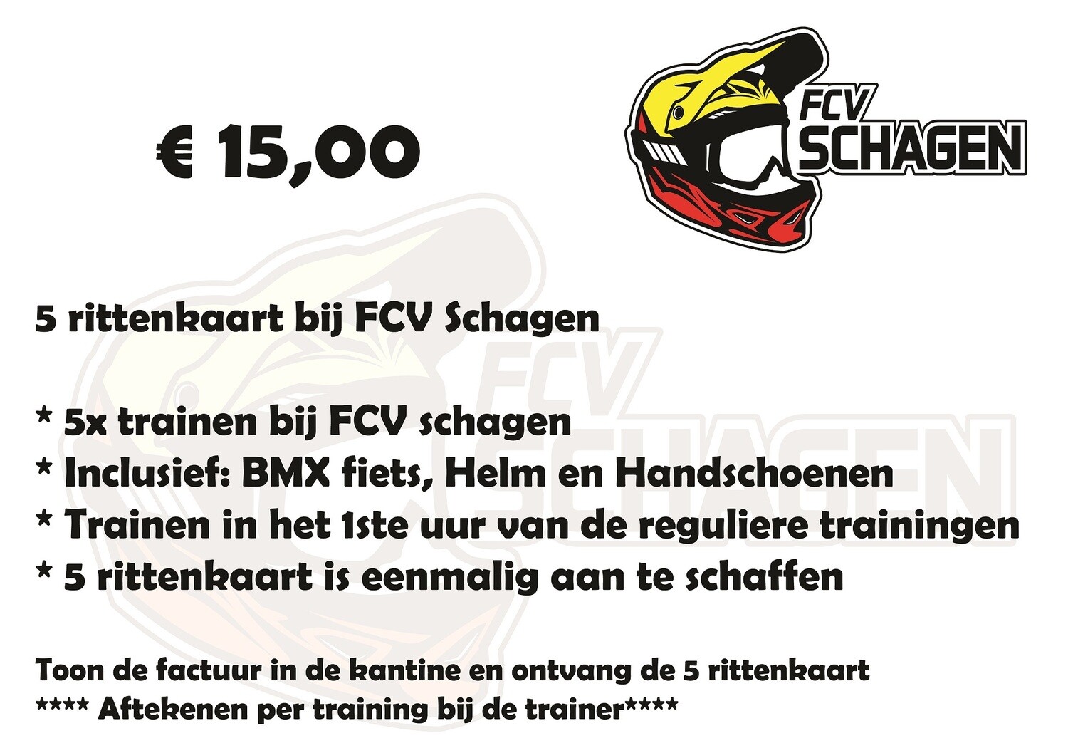 5 rittenkaart bij FCV Schagen e.o. 5 rittenkaart bij FCV Schagen e.o.