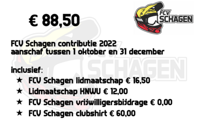 Lidmaatschap FCV Schagen e.o. 1 oktober t/m 31 december