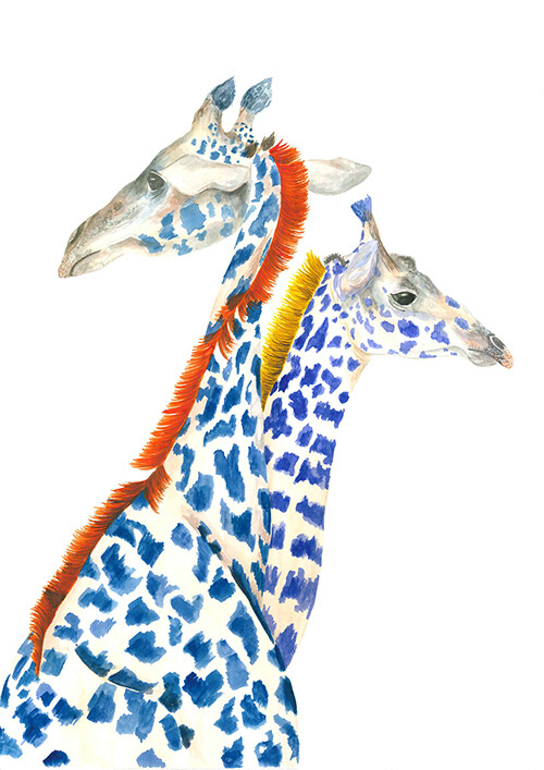 Giraffes illustration print