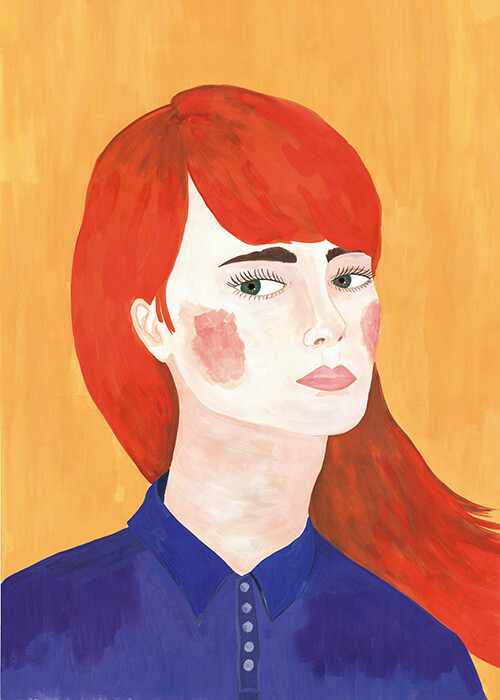 Red hair girl illustration print