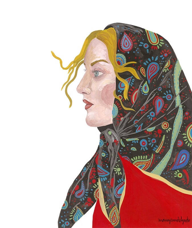 Pattern Scarf  girl illustration