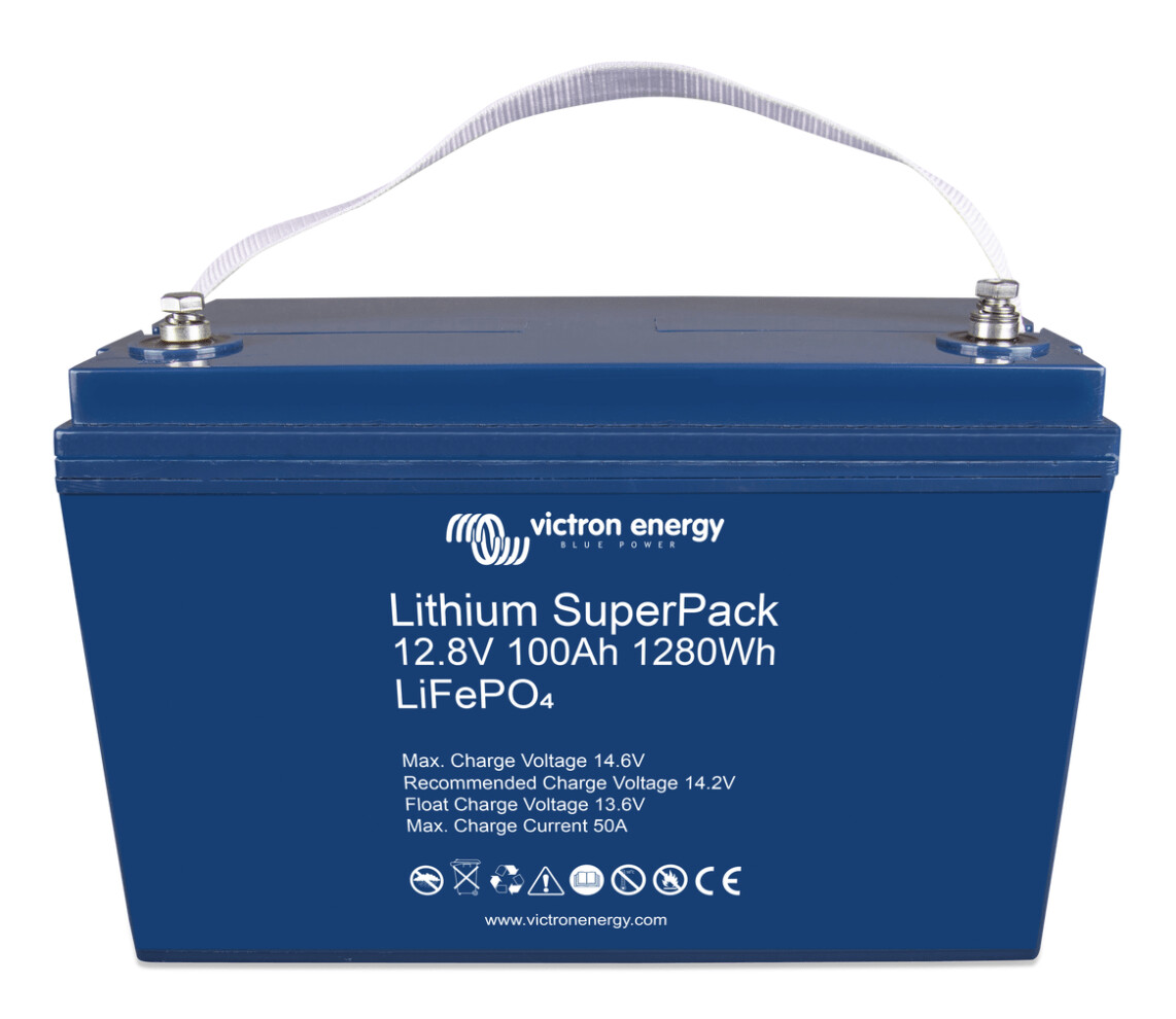 Victron SuperPack LiFePo4 mit BMS - 12,8V 100Ah - M8 Gewinde