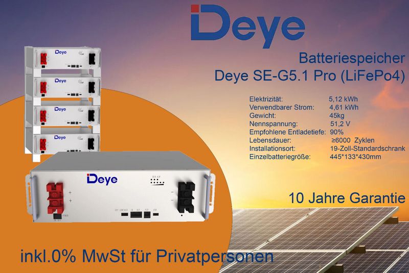 Deye 48V-Batteriespeicher 5,12kWh (51,2V/100Ah)