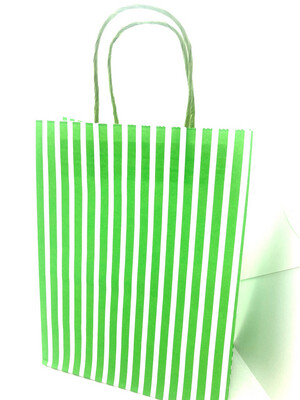 Papiertragetasche grün mit Streifen (25x19x10 cm)