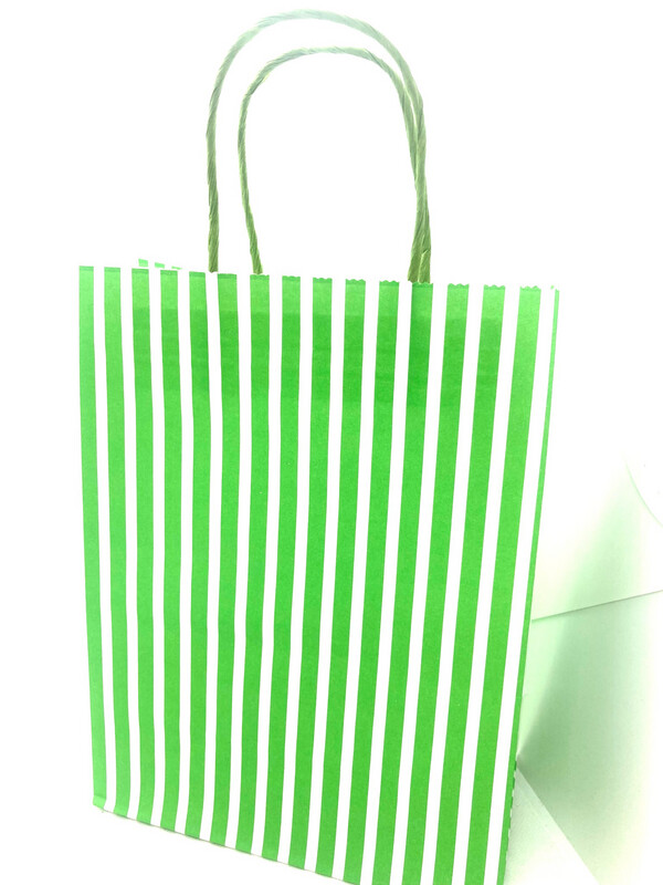Papiertragetasche grün mit Streifen (25x19x10 cm) Papiertragetasche grün mit Streifen (25x19x10 cm)