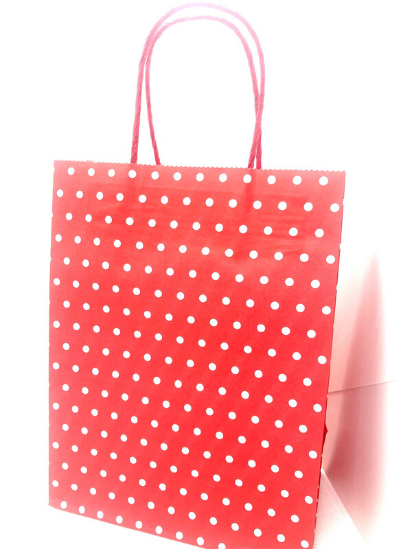 Papiertragetasche rot mit Punkte (25x19x10 cm) Papiertragetasche rot mit Punkte (25x19x10 cm)