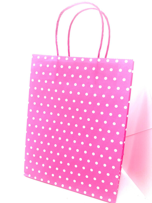 Papiertragetasche rosa mit Punkten (25x19x10 cm) Papiertragetasche rosa mit Punkten (25x19x10 cm)