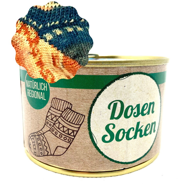 Dosen-Socken Stricksocken in der Dose  Grösse 36/37