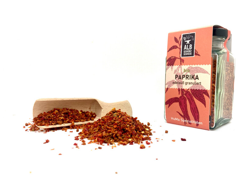 Bio-Paprika edelsüß granuliert Glas 90g Bio-Paprika edelsüß granuliert Glas 90g