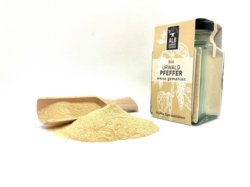 Bio-Urwaldpfeffer gemahlen weiss Glas 90g Bio-Urwaldpfeffer gemahlen weiss Glas 90g