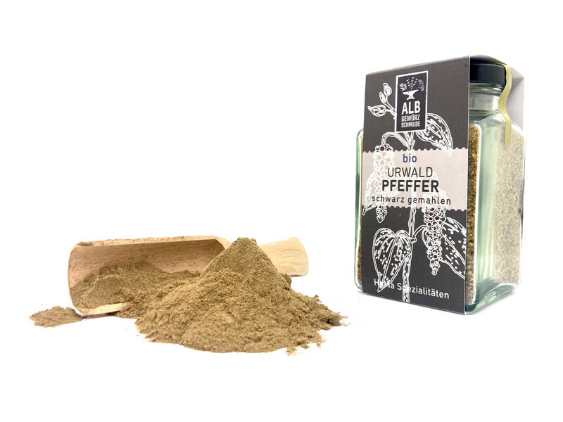 Bio-Urwaldpfeffer gemahlen schwarz Glas 100g Bio-Urwaldpfeffer gemahlen schwarz Glas 100g