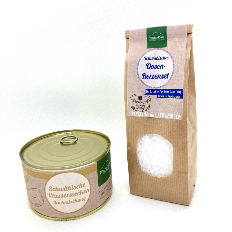 Schwäbische Wasserwecken Backmischung 260g und Dosen KerzenSet für Outdoor-Kerze Schwäbische Wasserwecken Backmischung 260g und Dosen KerzenSet für Outdoor-Kerze