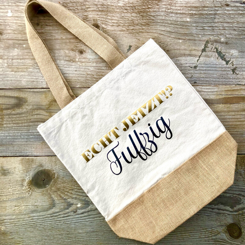 Stofftasche mit Jute und Aufdruck (24 x 41 x 13 cm) Stofftasche mit Jute und Aufdruck (24 x 41 x 13 cm)