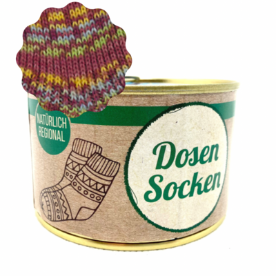 Dosen-Socken Stricksocken in der Dose Grösse 36/37