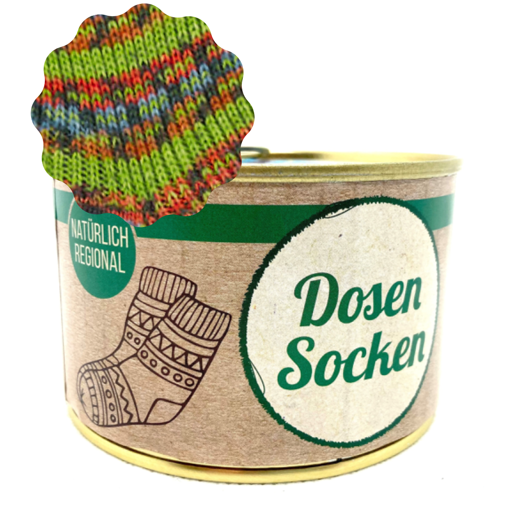 Dosen-Socken Stricksocken in der Dose  Grösse 44/45