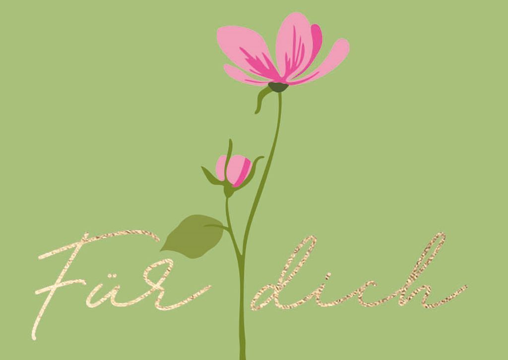 Mini-Doppelkarte: Für Dich - Rosa Blume